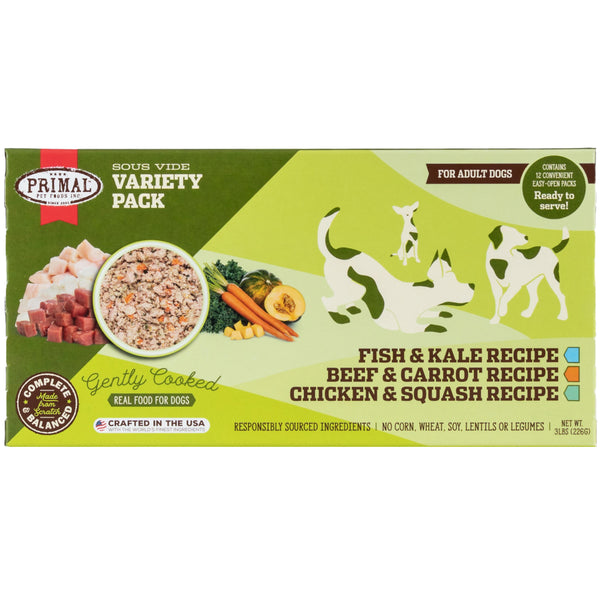Primal Gently Cooked Variety Pack Frozen Dog Food, 3-lb