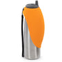 Messy Mutts Bouteille d'eau de voyage en acier inoxydable à double paroi avec bol rabattable en silicone pour chiens Orange