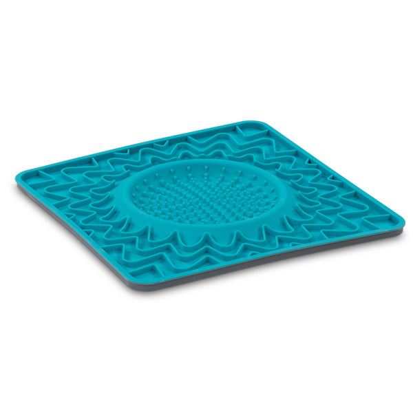 Messy Mutts Tapis de bol à lécher interactif en silicone avec cadre pour chien Bleu