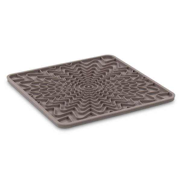 Messy Mutts Tapis de léchage interactif en silicone avec cadre pour chien Mangeoire lente Gris