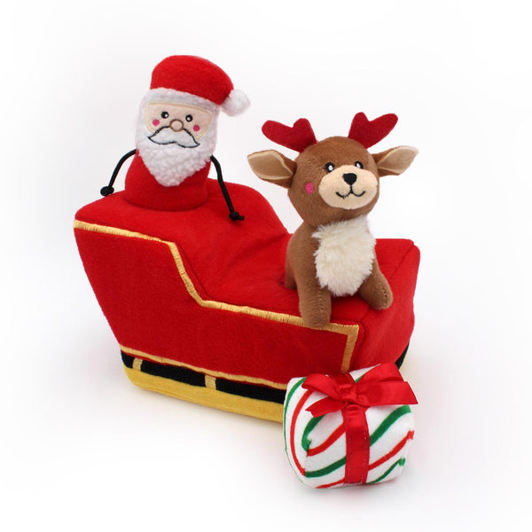 ZippyPaws Holiday Burrow Santa's Sleigh Dog Toy