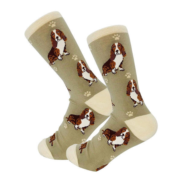 Happy Tails Socks by E&S Pets Unisex Novelty Crew Socks, Basset Hound, 14-in