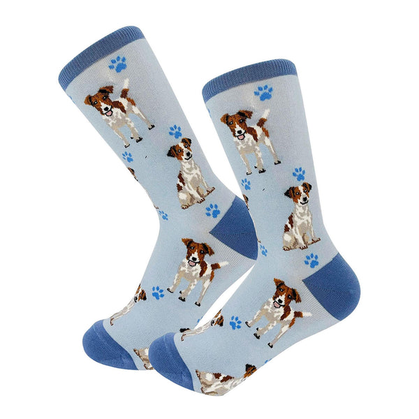 Happy Tails Socks by E&S Pets Unisex Novelty Crew Socks, Jack Russell Terrier, 14-in