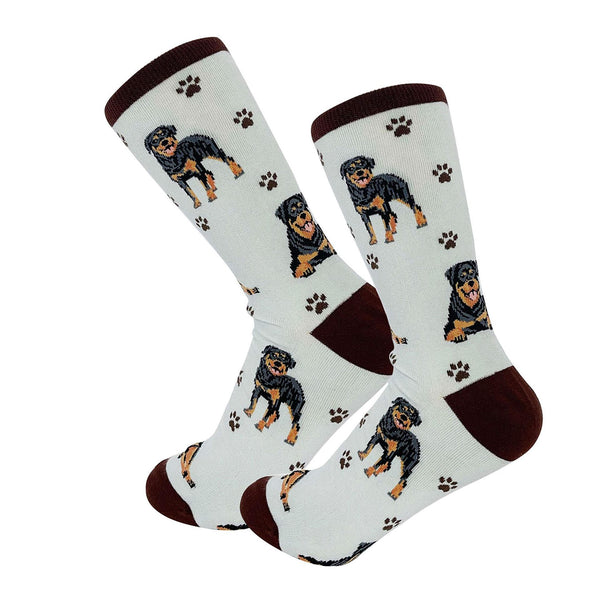 Happy Tails Socks by E&S Pets Unisex Novelty Crew Socks, Rottweiler, 14-in