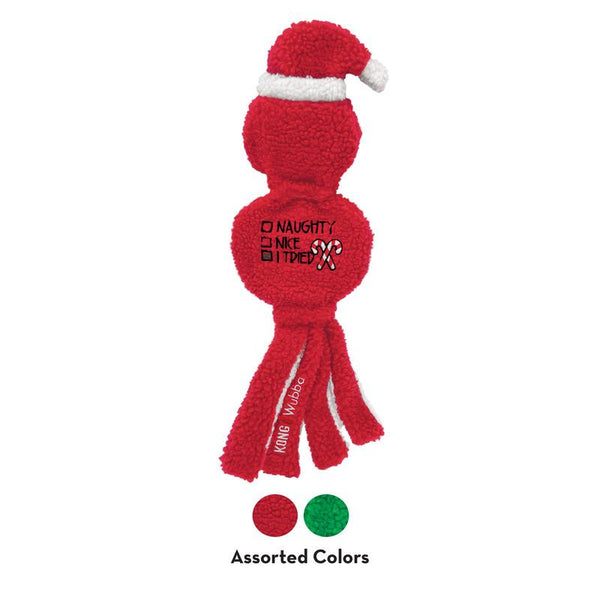 KONG Holiday Wubba Flatz Naughty Or Nice Dog Toy, Assorted