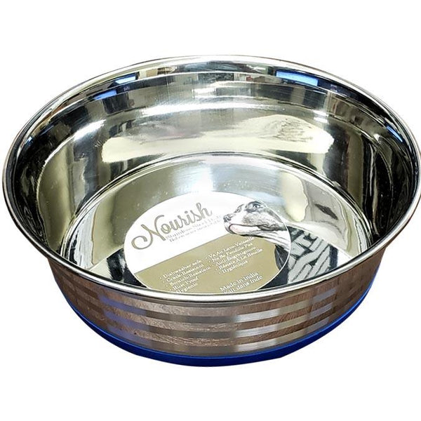 Nourish Stainless Steels Heavy Dish with Stripes for Pets