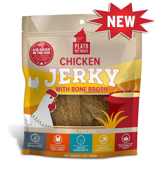 Plato Friandises pour chiens au jerky de poulet avec bouillon d'os