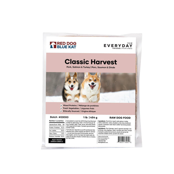 Red Dog Blue Kat Everyday Raw Classic Harvest Pork, Fish & Turkey Frozen Dog Food