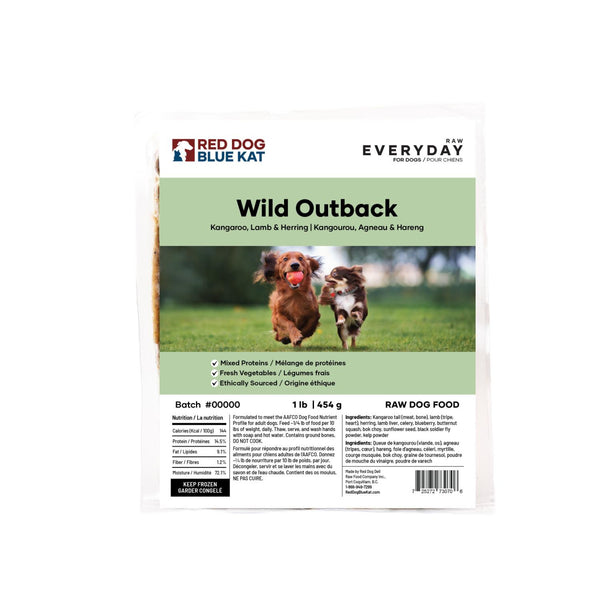 Red Dog Blue Kat Everyday Raw Wild Outback Kangaroo, Lamb & Fish Frozen Dog Food