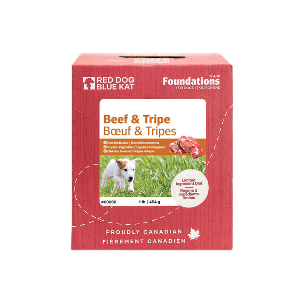 Red Dog Blue Kat Foundations Raw Beef & Tripe Recipe Frozen Dog Food