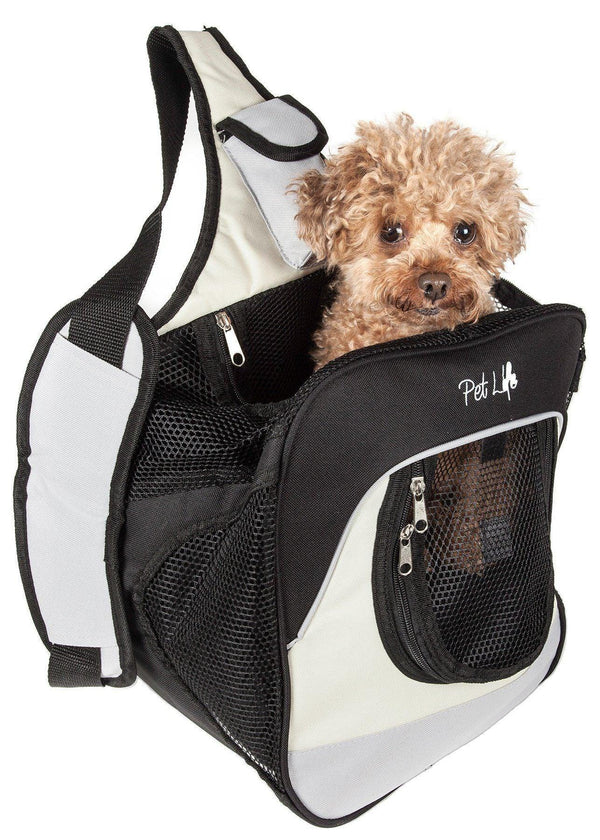 Pet Life Single Strap Over-The-Shoulder Hands-Free Pet Carrier, Beige