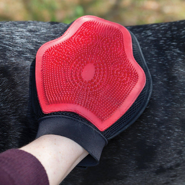 Shedrow K9 Pet Grooming Glove, Red/Black, One Size