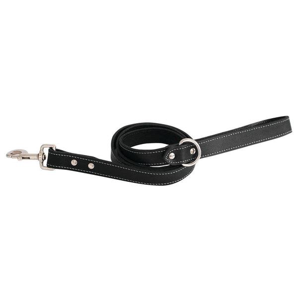 Shedrow K9 Richmond Top Stitch Leather Dog Leash, Black
