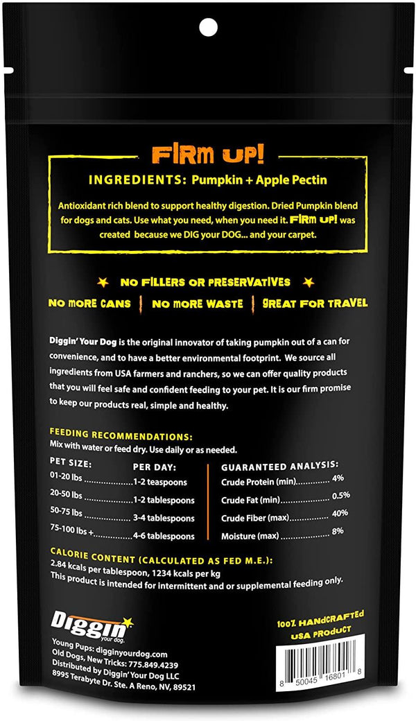 Diggin' Your Dog Firm Up! Pumpkin Digestive Aid Dog & Cat Supplement
