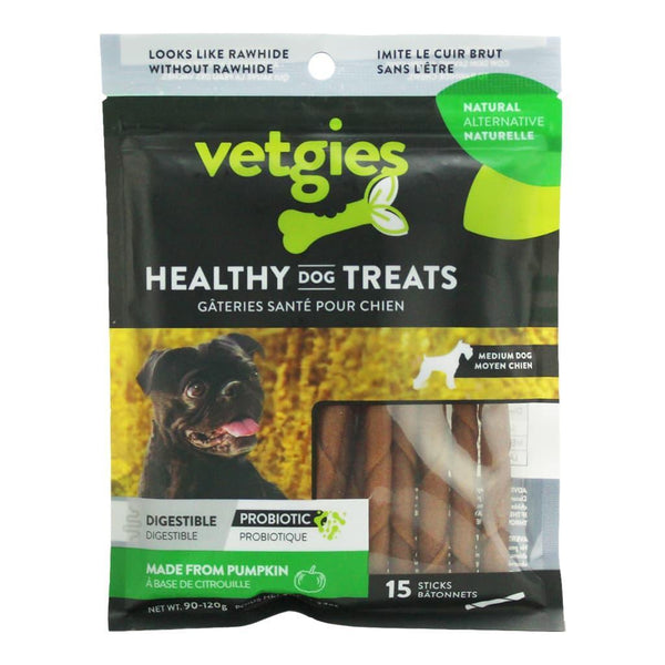 Vetgies Bâtonnets torsadés saveur citrouille pour chiens