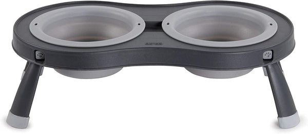 Dexas Double Elevated Pet Feeder, Light Gray