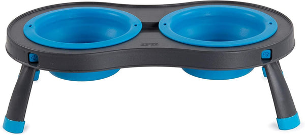 Dexas Double Elevated Pet Feeder, Pro Blue