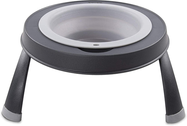 Dexas Single Elevated Pet Feeder, Light Gray
