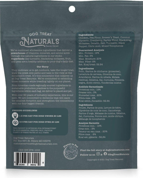 Dog Treat Naturals Superfood Chicken & Cranberry Sticks Dog Treats