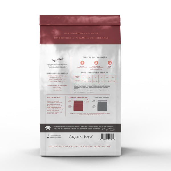 Green Juju Limited Ingredient Diet Beef Raw Freeze-Dried Dog Food