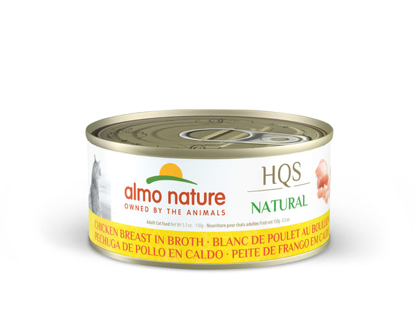 Almo Nature HQS Poitrine de poulet naturelle dans un bouillon Nourriture humide pour chat adulte sans céréales