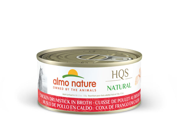 Almo Nature HQS Natural Chicken Drumstick in Broth Wet Cat Food Can