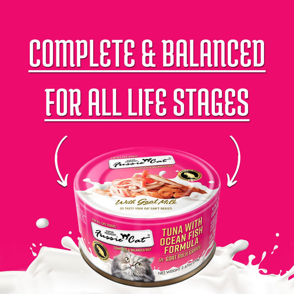 Fussie Cat Tuna with Oceanfish Formula in Goat Milk Gravy Wet Cat Food Can