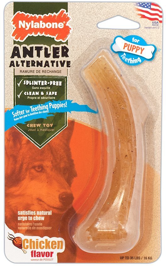 Nylabone Puppy Antler Alternative Chicken Flavored Dog Chew Toy