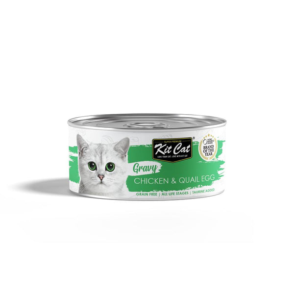 Kit Cat Gravy Chicken & Quail Egg Wet Cat Food Can