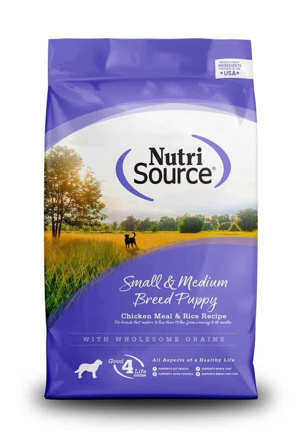 NutriSource Small & Medium Breed Puppy Chicken Meal & Rice with Wholesome Grains Dry Dog Food