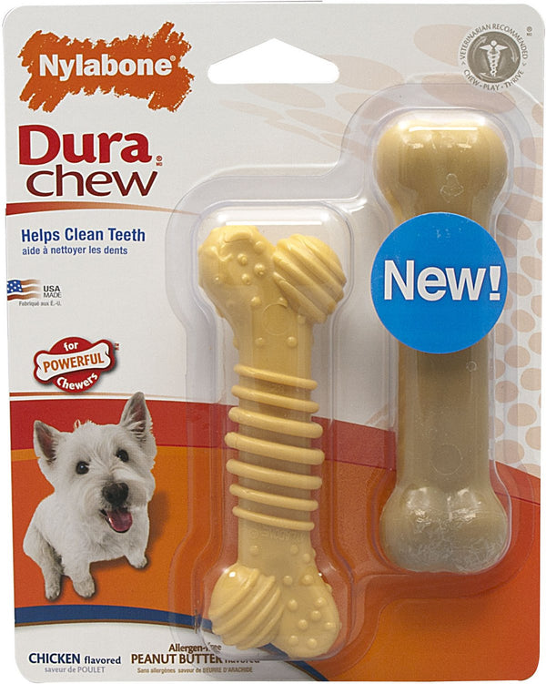 Nylabone DuraChew Chicken Flavored Textured Bone Dog Toy, Regular