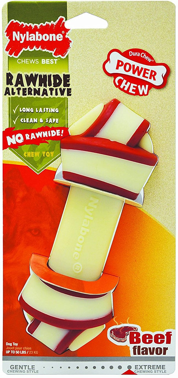 Nylabone DuraChew Rawhide Alternative Beef Flavor Knot Dog Bone Toy