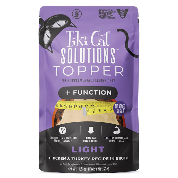Tiki Cat Solutions Light Topper Chicken & Turkey in Broth Wet Cat Food Topper Pouch