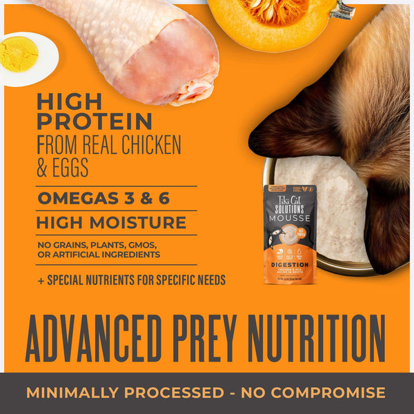 Tiki Cat Solutions Digestion Mousse Chicken & Egg in Broth Wet Cat Food Pouch