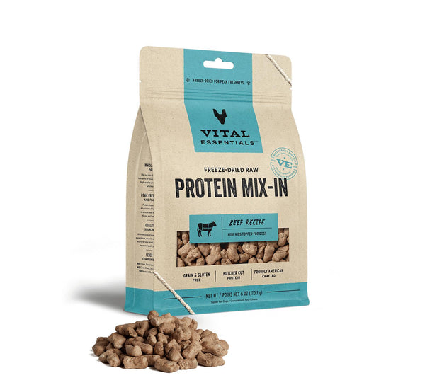 Vital Essentials Mélange de protéines de bœuf en mini morceaux lyophilisés à saupoudrer pour chiens