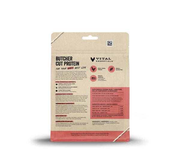 Vital Essentials Mélange de protéines de poulet en mini morceaux lyophilisés à saupoudrer pour chiens