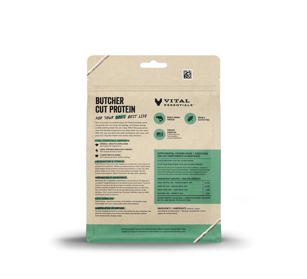 Vital Essentials Mélange de protéines de saumon en mini morceaux lyophilisés à saupoudrer pour chiens