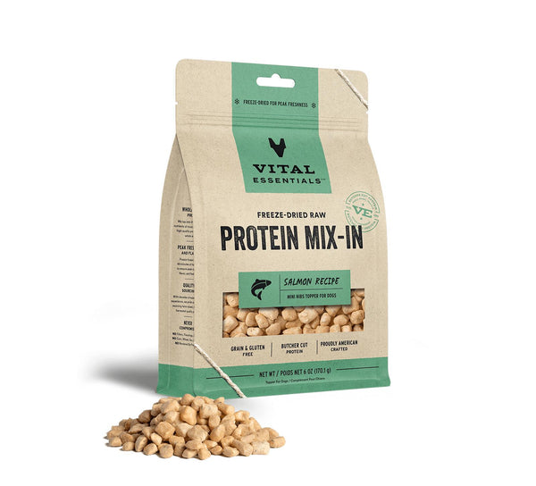 Vital Essentials Mélange de protéines de saumon en mini morceaux lyophilisés à saupoudrer pour chiens