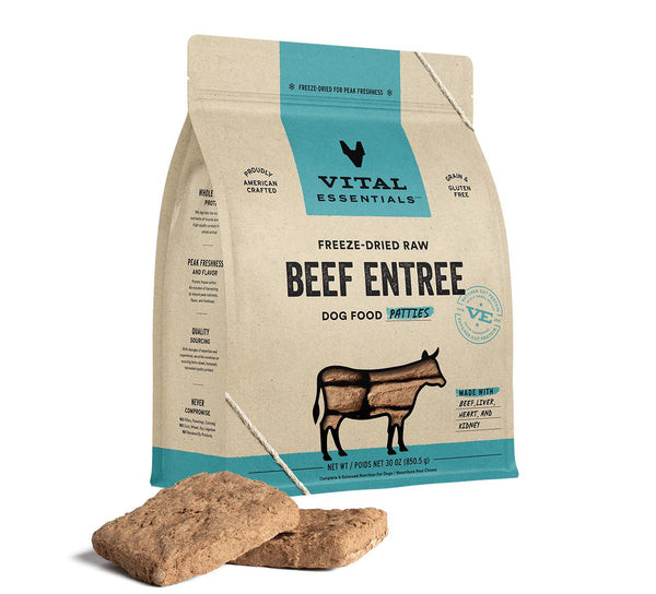 Vital Essentials Beef Entree Patties Freeze-Dried Raw Dog Food