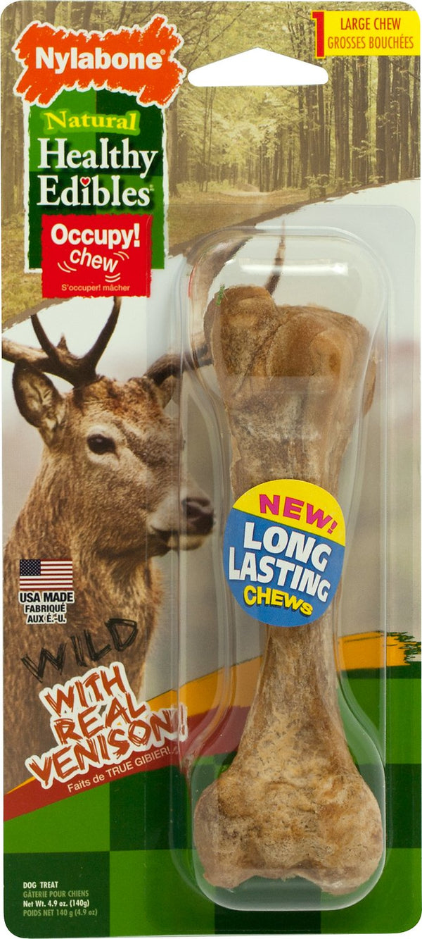 Nylabone Natural Healthy Edibles Wild with Real Venison Large Dog Treats, 1 count