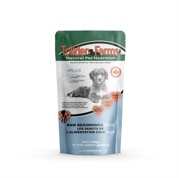 Tollden Farms Nourriture crue congelée Raw Beginnings Puppy Plus pour chiots