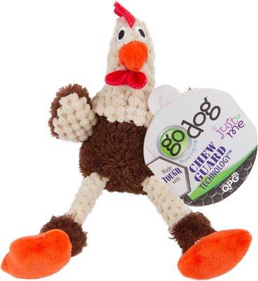 GoDog Just for Me Chew Guard Skinny Rooster Dog Toy, Brown