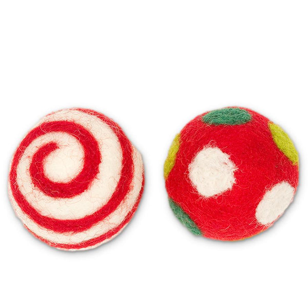 Dharma Dog Karma Cat Boules de Noël Jouet pour chat en laine, rouge, 1,5-pouce