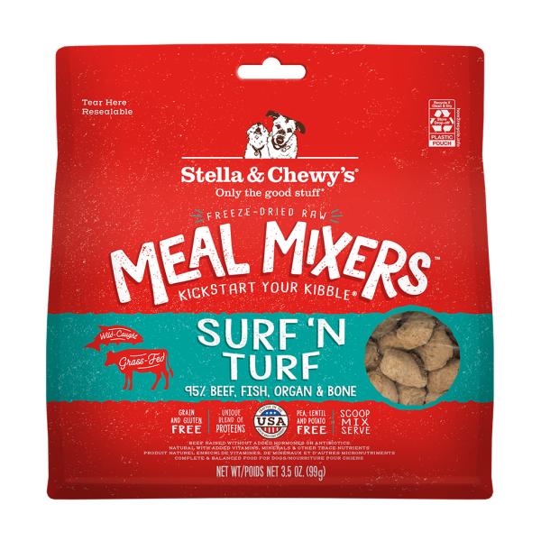 Stella & Chewy's Mélanges repas Surf 'N Turf pour chiens sans céréales lyophilisés