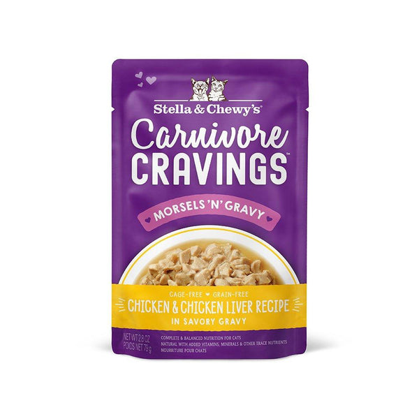 Stella & Chewy's Carnivore Cravings Sachet de nourriture humide en morceaux 'Morsels 'N' Gravy' Poulet & Foie de poulet pour chats