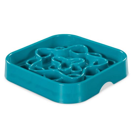 Messy Mutts Interactive Square Dog Slow Feeder, Blue