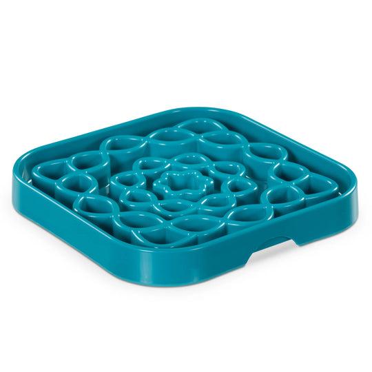 Messy Mutts Interactive Square Dog & Cat Slow Feeder, Blue