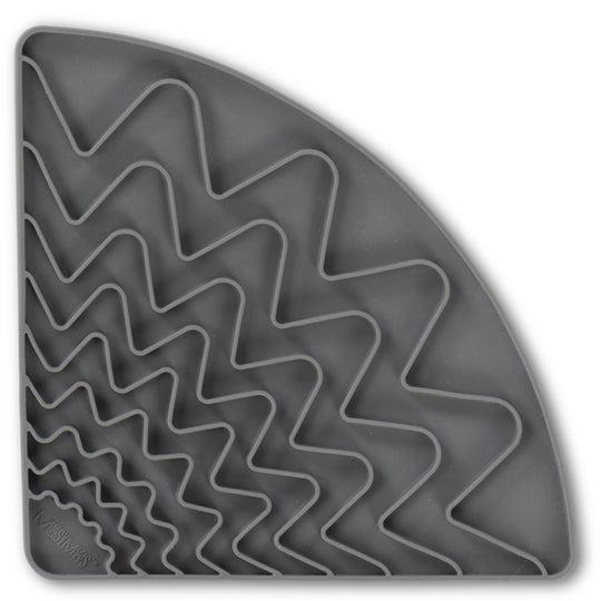 Messy Mutts Silicone Triangle Licking Mat with Suction Dog Slow Feeder, Cool Grey