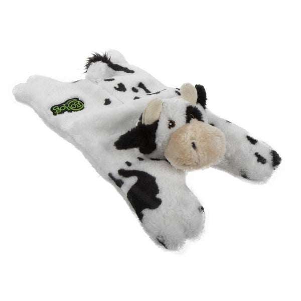 GoDog Barnyard Buddies Chew Guard Cow Flattie Dog Toy