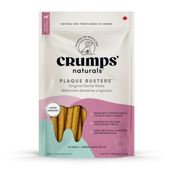 Crumps' Naturals Plaque Busters Original Dental Sticks Dog Treats, 3.5-in